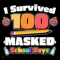 I Survived 100 Masked School Days Pandemic Learning Bucket Hat thumb 4
