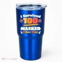 I Survived 100 Masked School Days Pandemic Learning Tumbler thumb 0