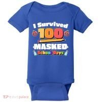 I Survived 100 Masked School Days Pandemic Learning Baby Bodysuit thumb 0