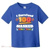 I Survived 100 Masked School Days Pandemic Learning Toddler T-Shirt thumb 0