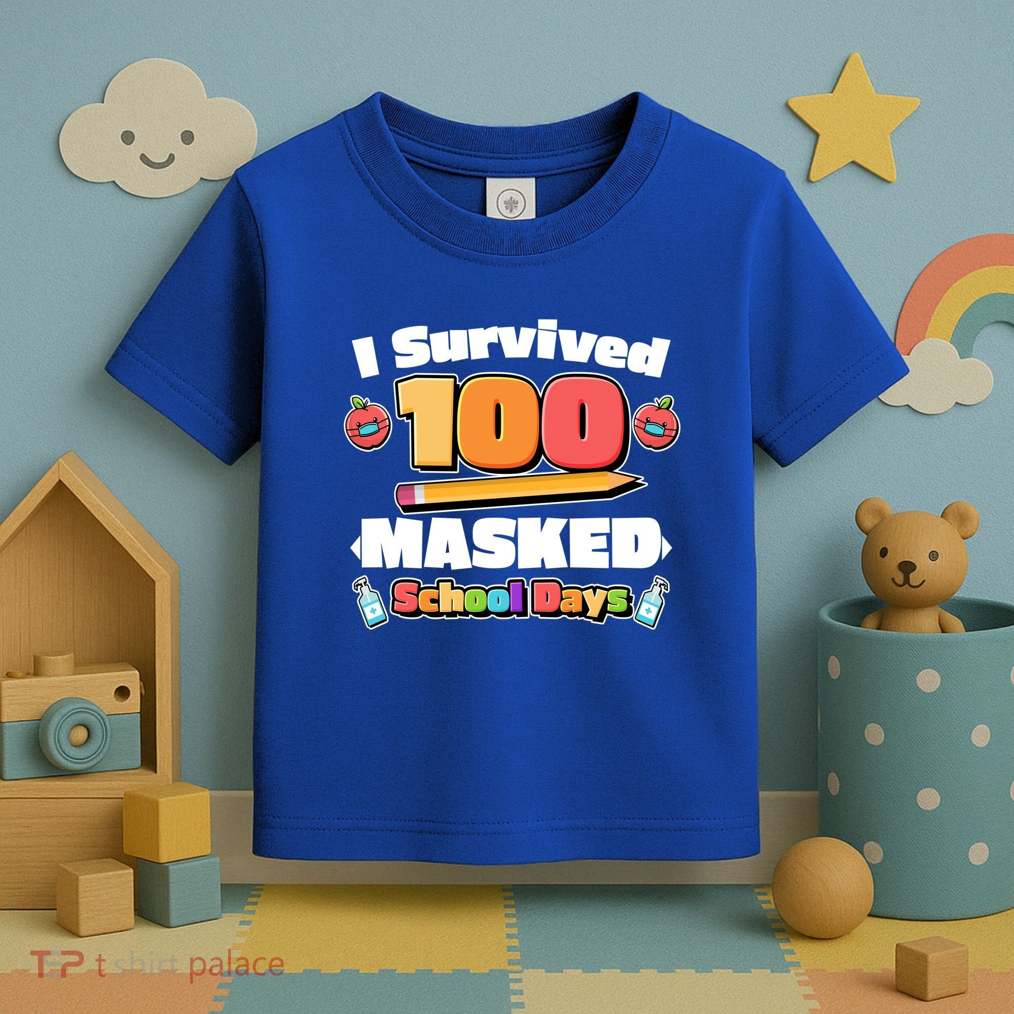I Survived 100 Masked School Days Pandemic Learning Toddler T-Shirt
