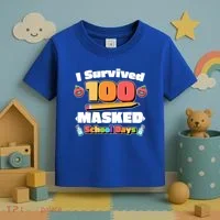 I Survived 100 Masked School Days Pandemic Learning Toddler T-Shirt thumb 3