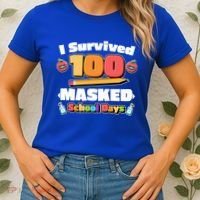 I Survived 100 Masked School Days Pandemic Learning Women's T-Shirt thumb 2