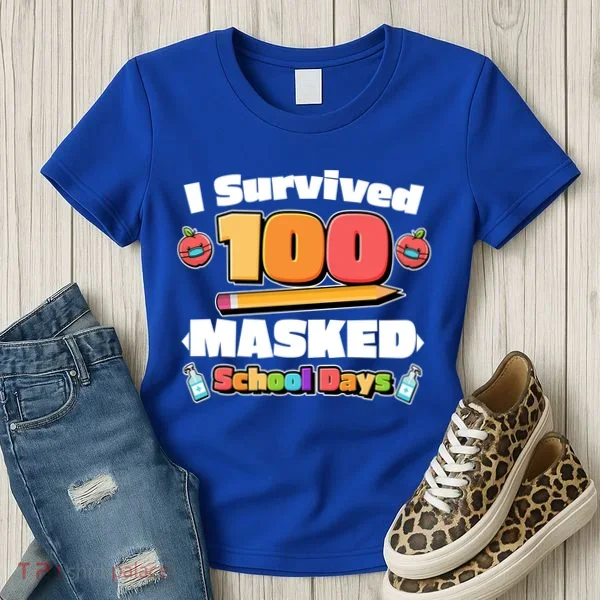 I Survived 100 Masked School Days Pandemic Learning Women's T-Shirt