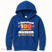 I Survived 100 Masked School Days Pandemic Learning Kids Hoodie thumb 0