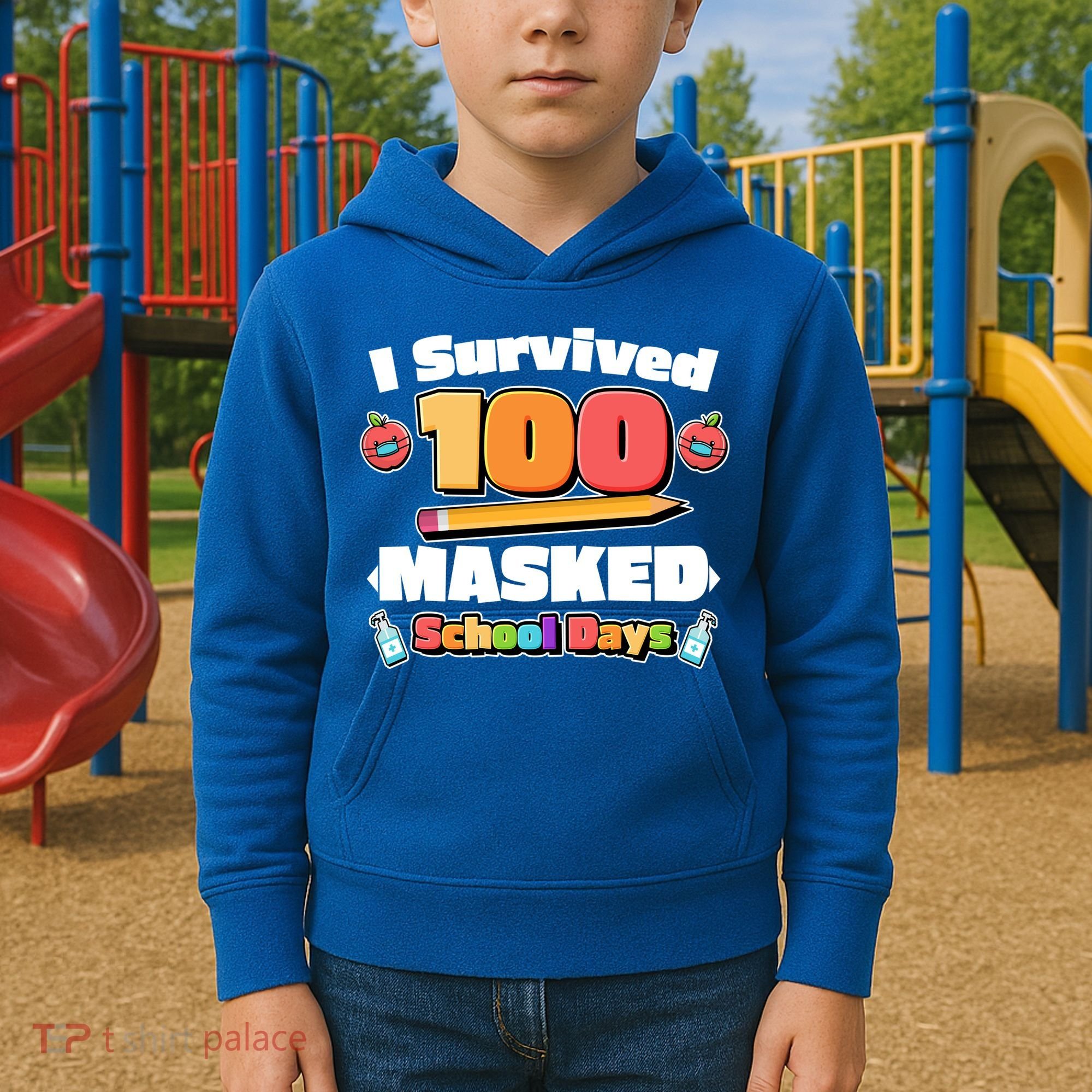 I Survived 100 Masked School Days Pandemic Learning Kids Hoodie