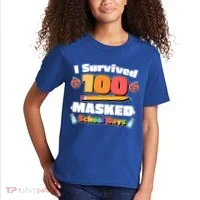 I Survived 100 Masked School Days Pandemic Learning Kids T-Shirt thumb 2