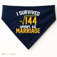 I Survived 144 Years Of Marriage USA-Made Doggie Bandana thumb 0
