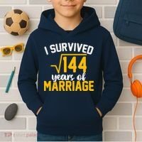 I Survived 144 Years Of Marriage Kids Hoodie thumb 2