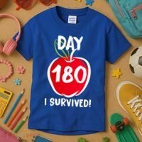 I Survived 180 Days Last Day Of School Kids T-Shirt thumb 3