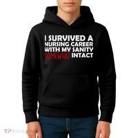 I Survived A Nursing Career With My Sanity Somewhat Intact Kids Hoodie thumb 4