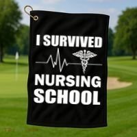 I Survived Nursing School Golf Towel thumb 1