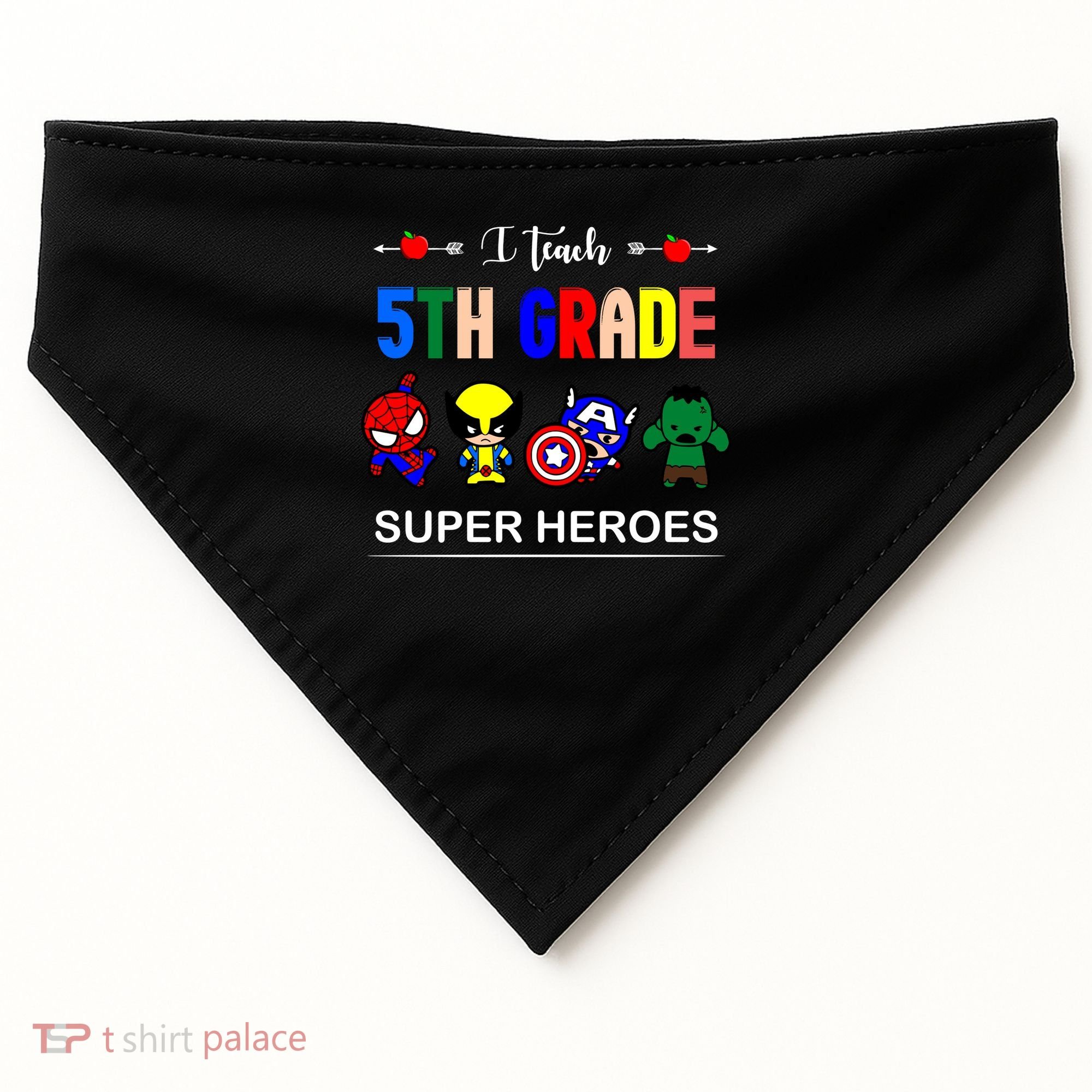 I Teach 5th Grade Superheroes USA-Made Doggie Bandana