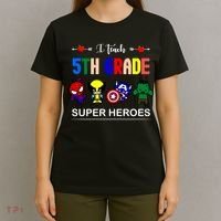 I Teach 5th Grade Superheroes T-Shirt thumb 4