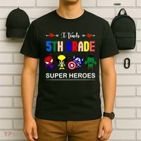 I Teach 5th Grade Superheroes T-Shirt thumb 6