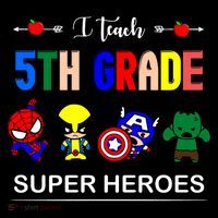 I Teach 5th Grade Superheroes Ornament thumb 1