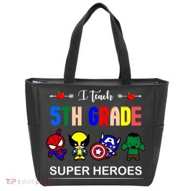 I Teach 5th Grade Superheroes Tote Bag