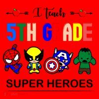 I Teach 5th Grade Superheroes Santa Hat thumb 1