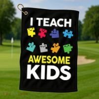 I Teach Awesome Kids Golf Towel thumb 1