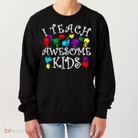 I Teach Awesome Kids Autism Awareness Teacher Women's Sweatshirt thumb 0