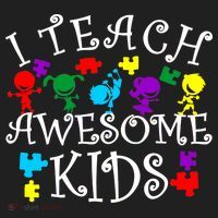 I Teach Awesome Kids Autism Awareness Teacher Women's Sweatshirt thumb 2