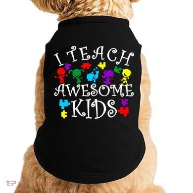 I Teach Awesome Kids Autism Awareness Teacher Doggie Tank