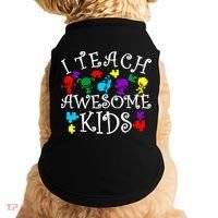 I Teach Awesome Kids Autism Awareness Teacher Doggie Tank thumb 0
