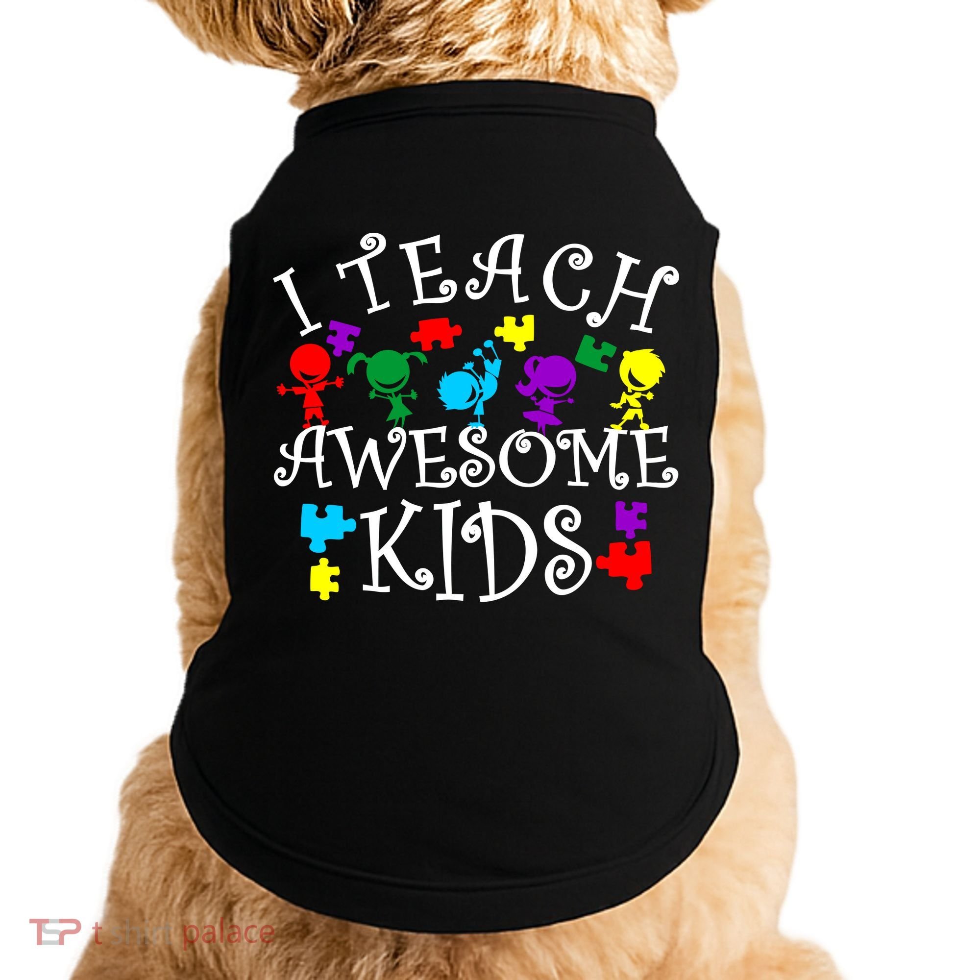 I Teach Awesome Kids Autism Awareness Teacher Doggie Tank