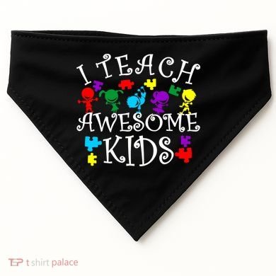 I Teach Awesome Kids Autism Awareness Teacher USA-Made Doggie Bandana