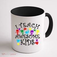 I Teach Awesome Kids Autism Awareness Teacher Coffee Mug thumb 1