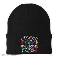 I Teach Awesome Kids Autism Awareness Teacher Beanie thumb 0