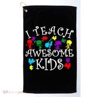 I Teach Awesome Kids Autism Awareness Teacher Golf Towel thumb 0