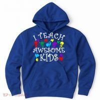 I Teach Awesome Kids Autism Awareness Teacher Hoodie thumb 0