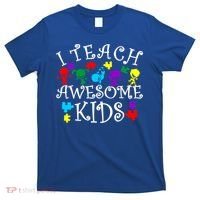 I Teach Awesome Kids Autism Awareness Teacher T-Shirt thumb 0