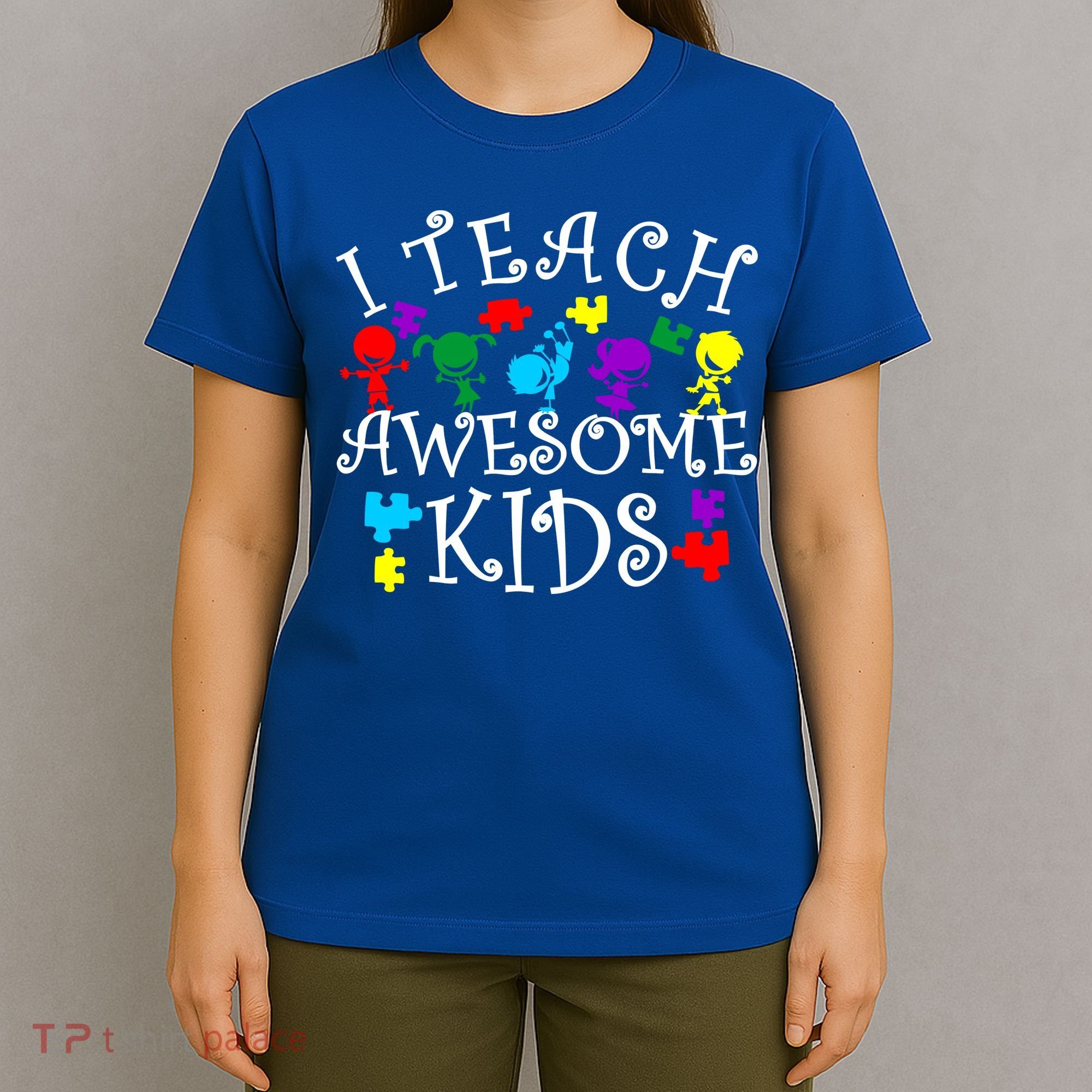 I Teach Awesome Kids Autism Awareness Teacher T-Shirt