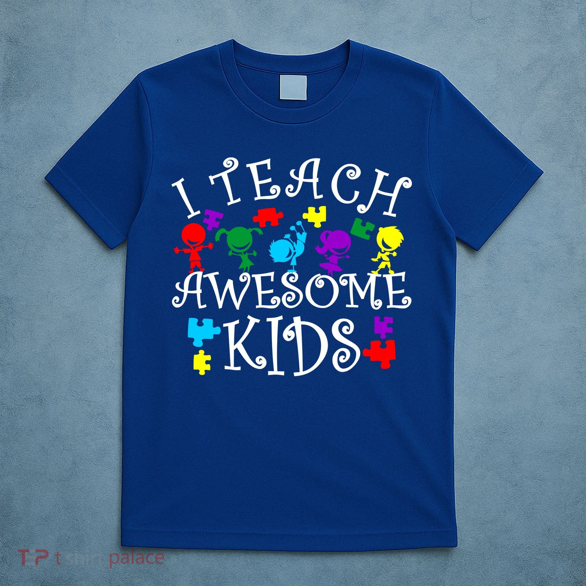 I Teach Awesome Kids Autism Awareness Teacher T-Shirt