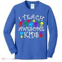 I Teach Awesome Kids Autism Awareness Teacher Kids Long Sleeve Shirt thumb 0