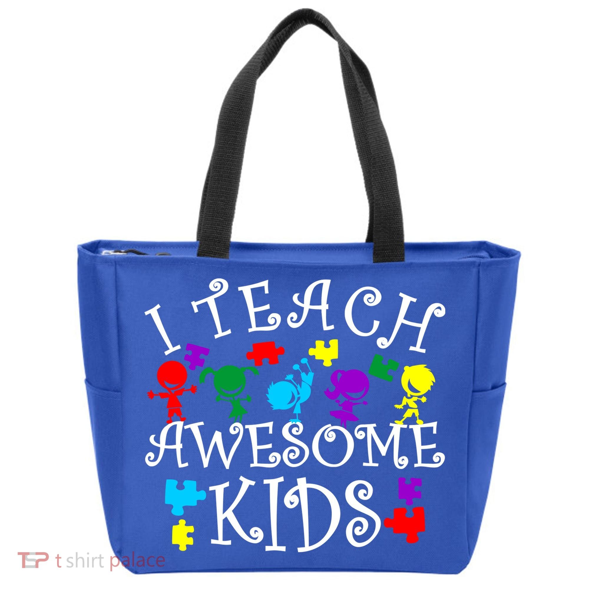 I Teach Awesome Kids Autism Awareness Teacher Tote Bag