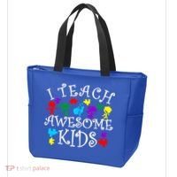 I Teach Awesome Kids Autism Awareness Teacher Tote Bag thumb 3