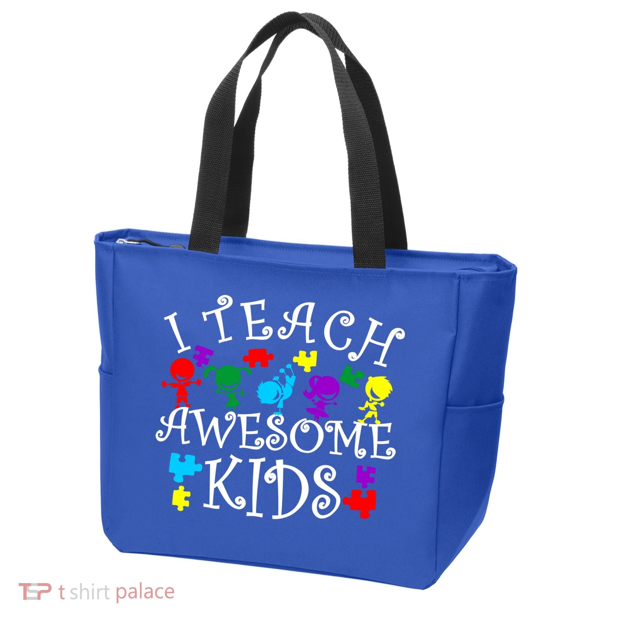 I Teach Awesome Kids Autism Awareness Teacher Tote Bag