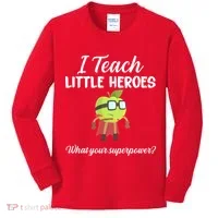 I Teach Little Heroes Kids Long Sleeve Shirt thumb 0
