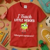I Teach Little Heroes Kids T-Shirt thumb 3