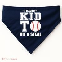 I Teach My Kid To Hit & Steal Baseball USA-Made Doggie Bandana thumb 0