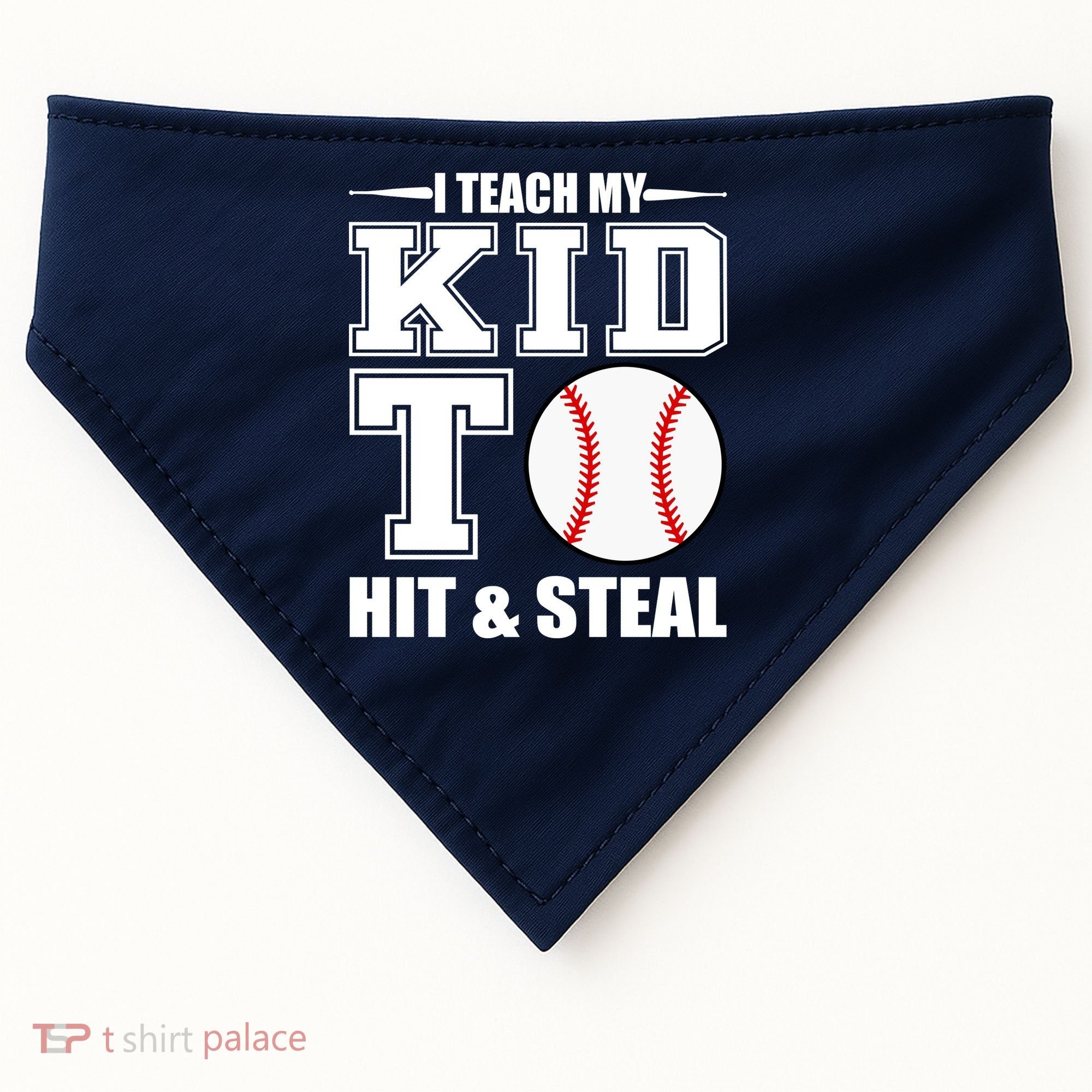 I Teach My Kid To Hit & Steal Baseball USA-Made Doggie Bandana