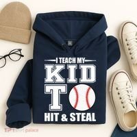 I Teach My Kid To Hit & Steal Baseball Hoodie thumb 4