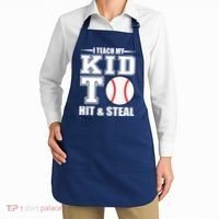 I Teach My Kid To Hit & Steal Baseball Apron thumb 2