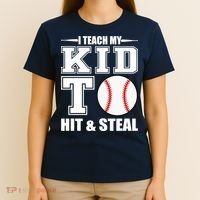 I Teach My Kid To Hit & Steal Baseball T-Shirt thumb 4