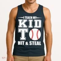 I Teach My Kid To Hit & Steal Baseball Tank Top thumb 3