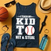 I Teach My Kid To Hit & Steal Baseball Tank Top thumb 4