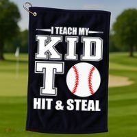I Teach My Kid To Hit & Steal Baseball Golf Towel thumb 1